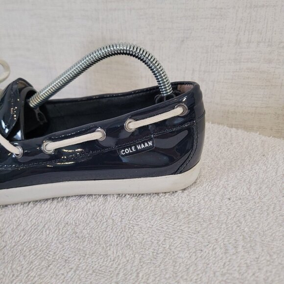 Cole Haan Boat Shoes Womens 6B Regatta Slip On W05747 Black Patent Leather - Picture 8 of 10
